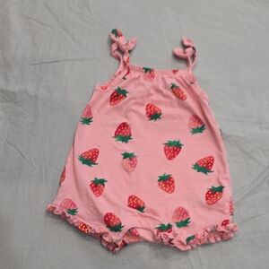 Old Navy Pink Romper with Strawberry Print